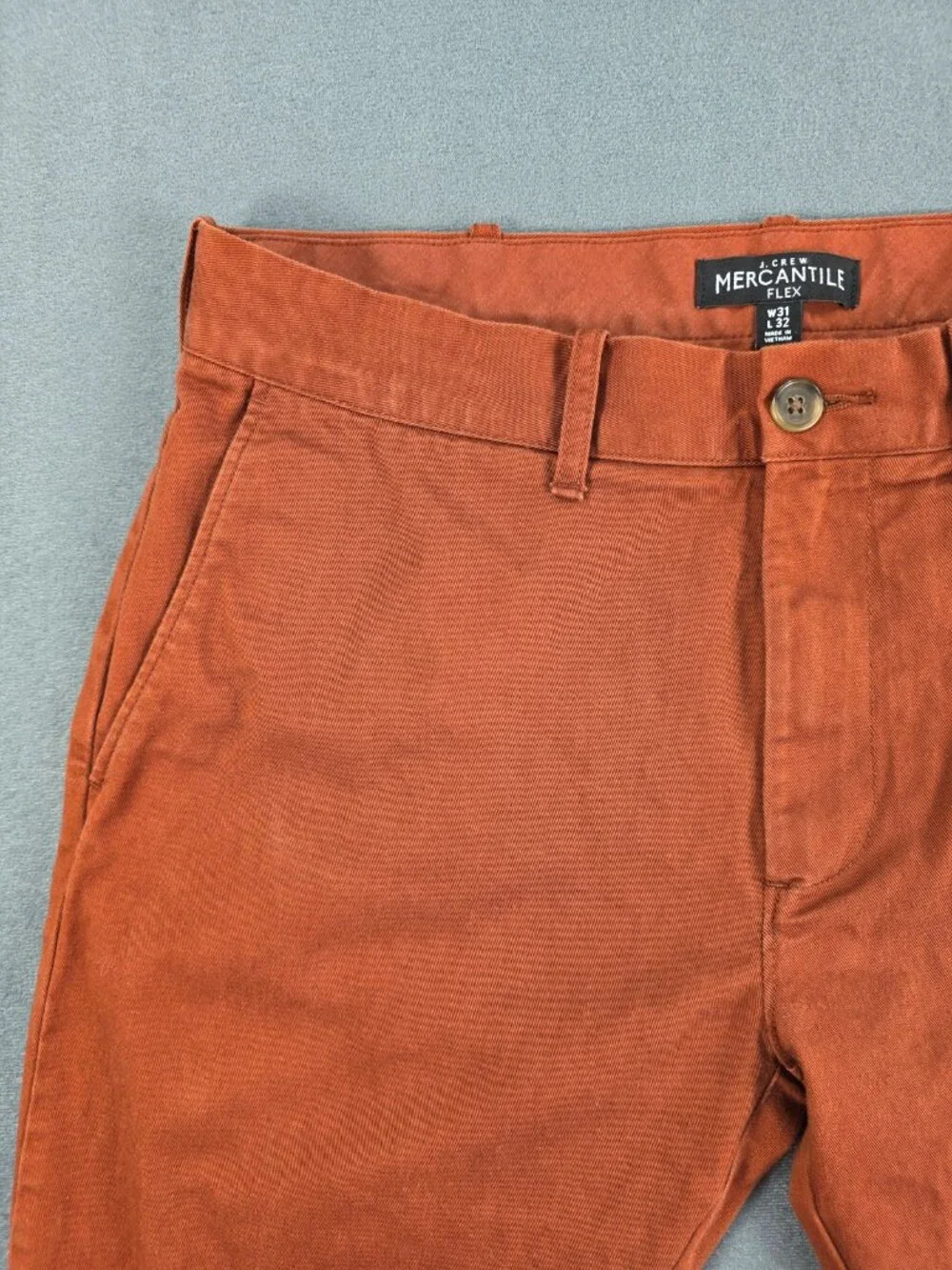 J. Crew Mercantile Flex Men's Slim Chino Pants 31x32 Burnt Orange